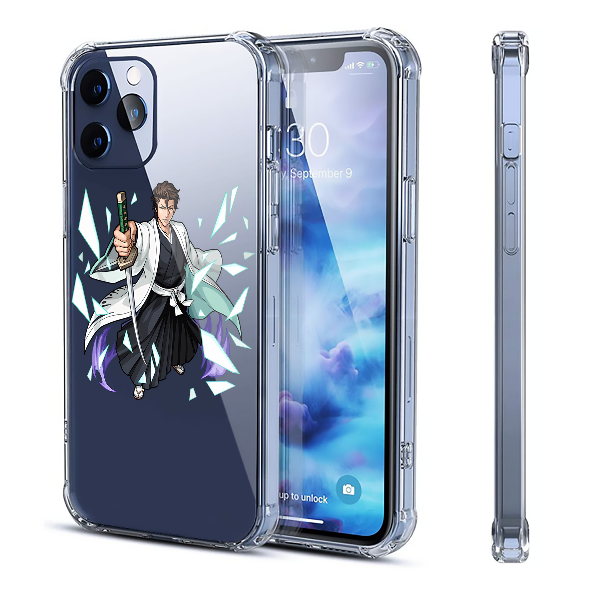 （画像用） ブリーチ 藍染 惣右介（あいぜん そうすけ） BLEACH Aizen Sousuke 【iPhone 12シリーズ対応】透明スマホケース（クリアソフトケース）